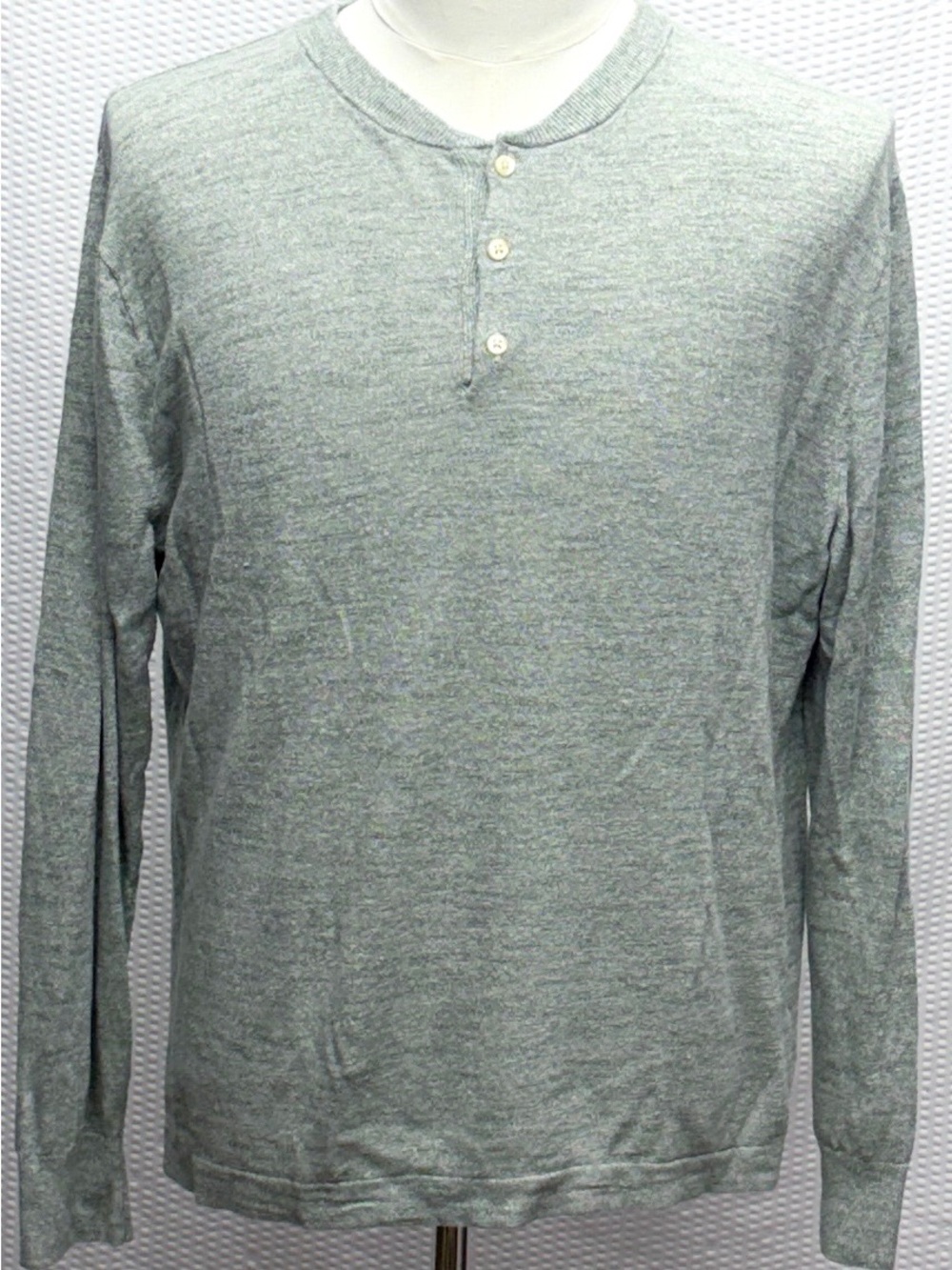 J. Crew Linen Cotton Henley Men’s L Green Lightweight Sweater Knit EUC